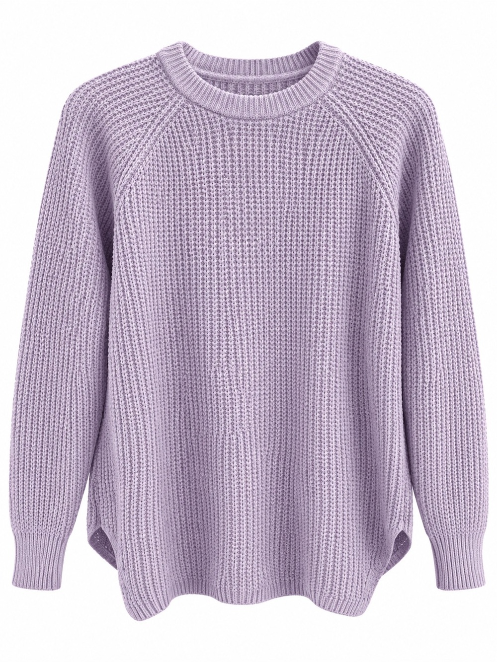 Core Life Lilac Waffle Knit Longline Cotton Pullover Sweater Size S